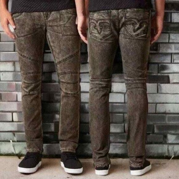 Rock Revival Men's Sohan Moto Denim Jeans Size 36 - Picture 1 of 12